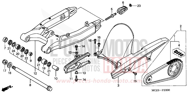 SWINGARM for Hornet 900 CANDY TAHITIAN BLUE (PB215) from 2003